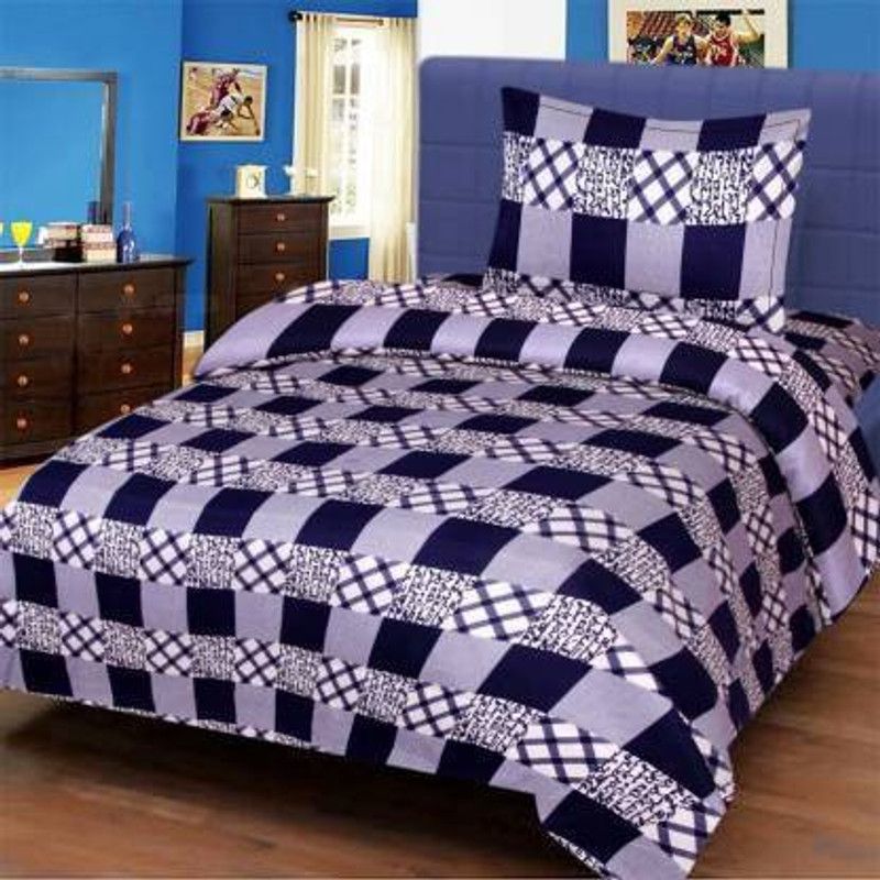 SHAKRIN 160 TC Microfiber Single 3D Printed Flat Bedsheet  (Pack of 1, Purple)