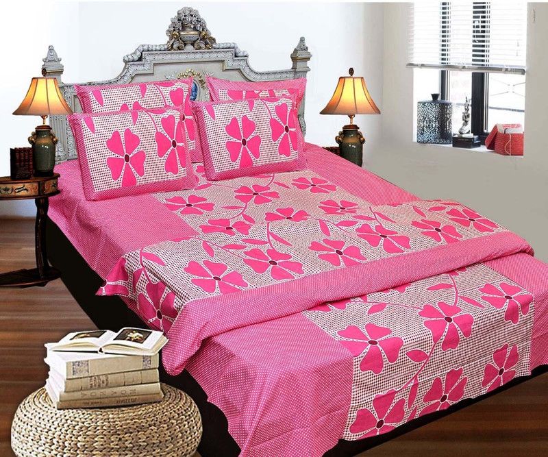 Microfiber Double Bedsheet  (Pack of 1, Pink)