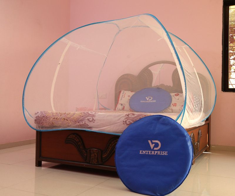 VD Enterprise Polyester Adults Washable Double Bed Mosquito Net  (Blue, Tent)