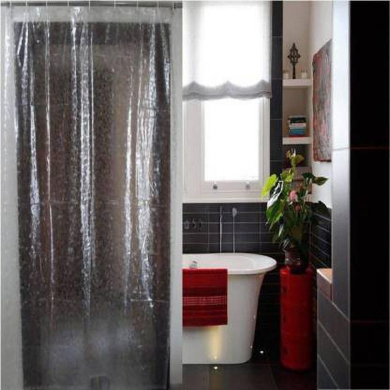 KANUSHI 214 cm (7 ft) PVC Transparent Shower Curtain Single Curtain  (Self Design, White)