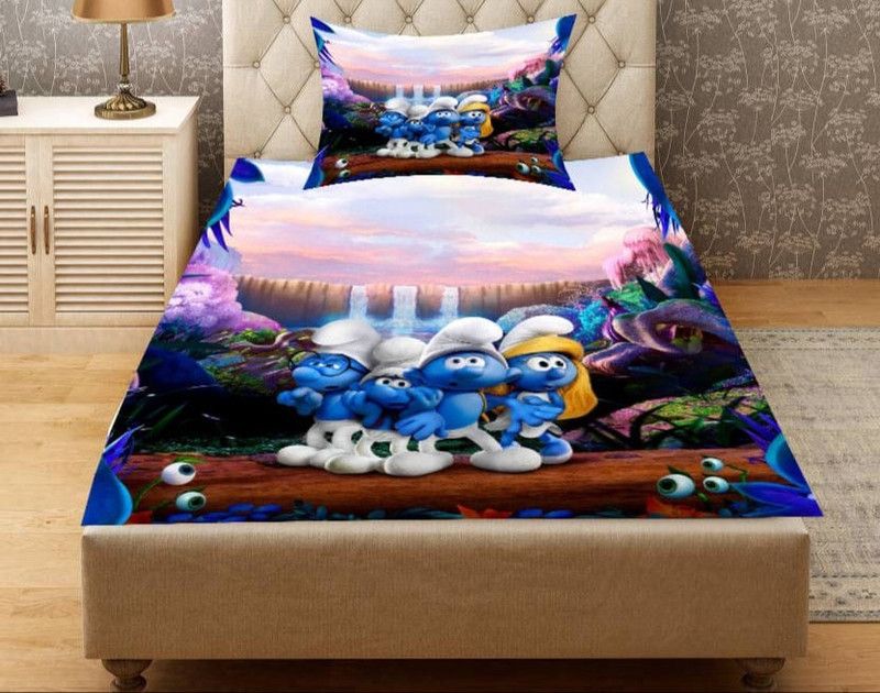RIFTREE 230 TC Velvet Single Printed Flat Bedsheet  (Pack of 1, Multicolor)