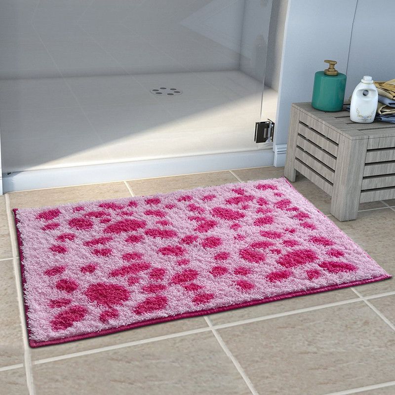 athom TRENDZ Polyester Bathroom Mat  (Pink, Large, Pack of 2)