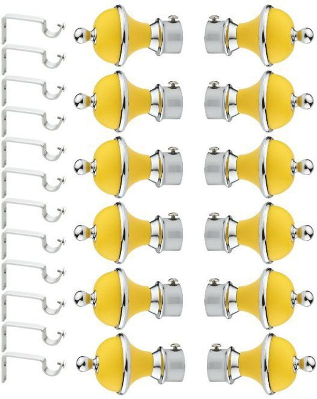Floway Silver, Yellow Rod Rail Bracket, Curtain Knobs Metal