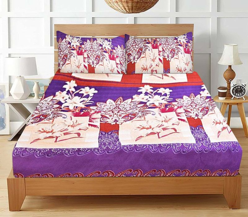 CECARO 144 TC Polycotton Double Floral Flat Bedsheet  (Pack of 1, Multicolor127)