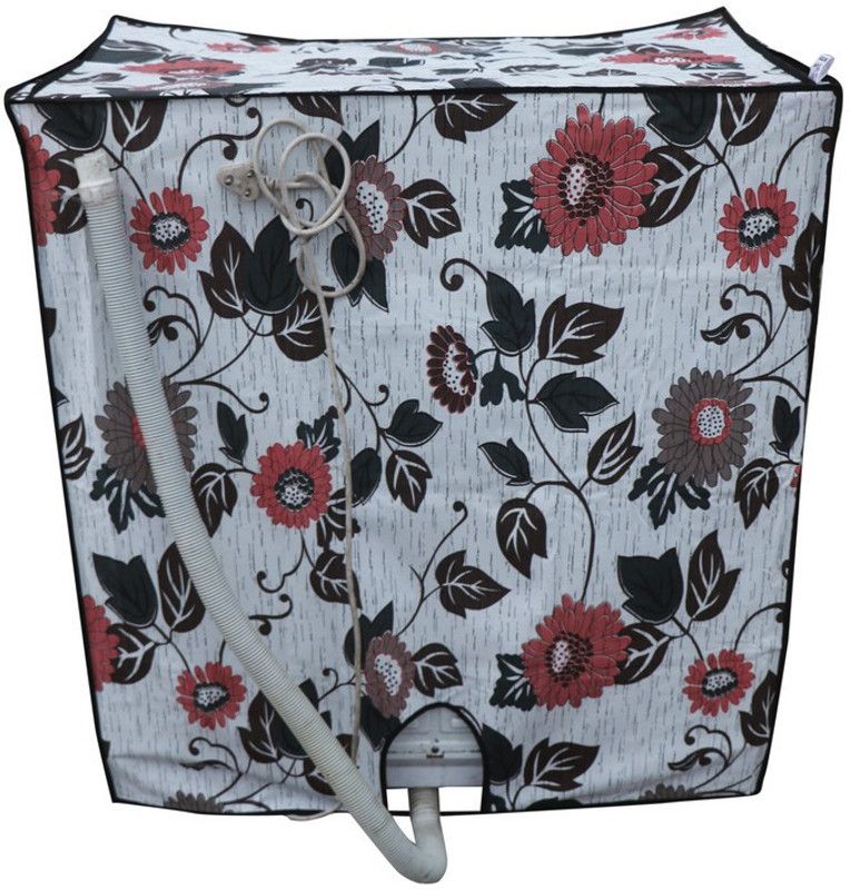 KingMatters Semi-Automatic Washing Machine Cover  (Width: 80 cm, White, Red)