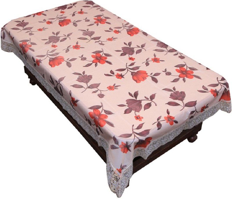 KUBER INDUSTRIES Floral 4 Seater Table Cover  (Golden, Plastic)