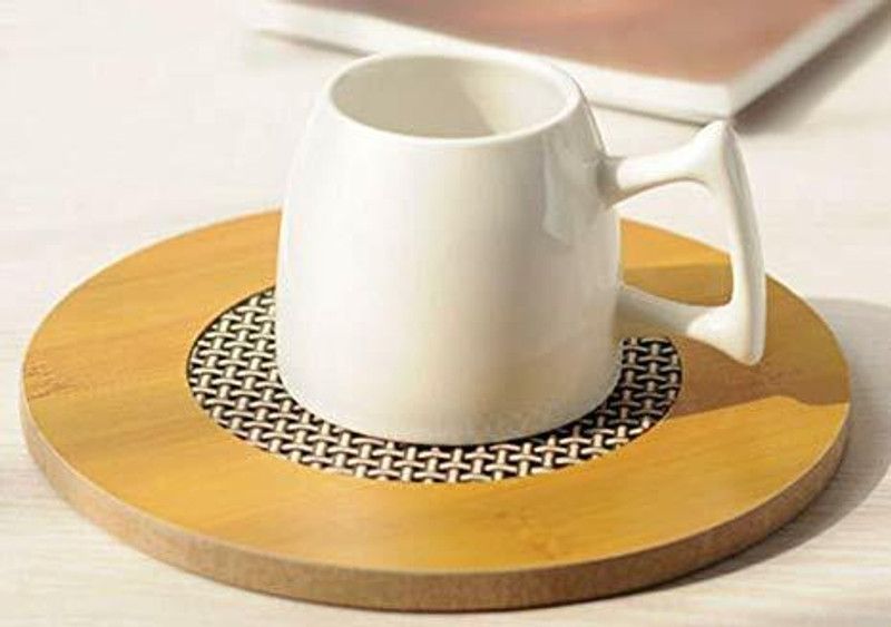 DEHLER Round Bamboo Coaster Set  (Pack of 2)