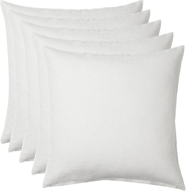 Soft Touch Polyester Fibre Solid Cushion Pack of 5  (White)