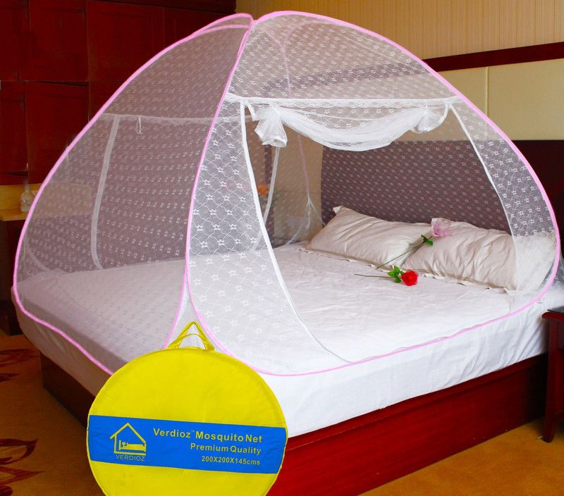 VERDIOZ Cotton Adults Washable DOUBLE BED Mosquito Net  (Pink, Tent)