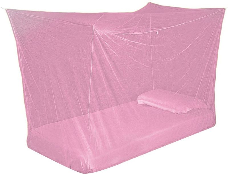 Gumber Nylon Adults Washable Plain Mosquito Net  (Pink, Bed Box)
