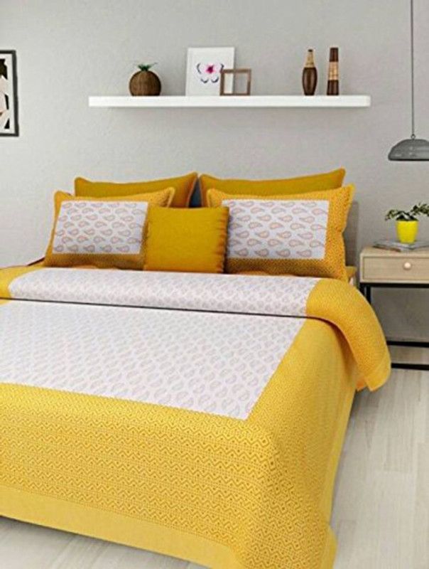 Ns Fashion 104 TC Cotton Double Printed Flat Bedsheet  (Pack of 3, Multicolor)