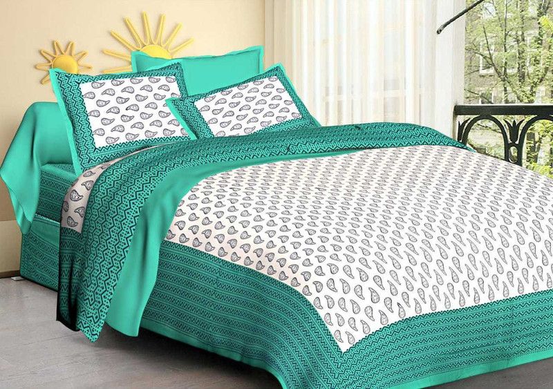 Parth Fashion 144 TC Cotton Double Printed Flat Bedsheet  (Pack of 1, Grey)