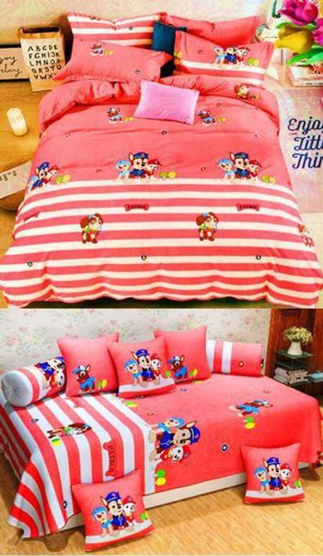 HOMYBEES 210 TC Microfiber King Cartoon Flat Bedsheet  (Pack of 2, Pink)