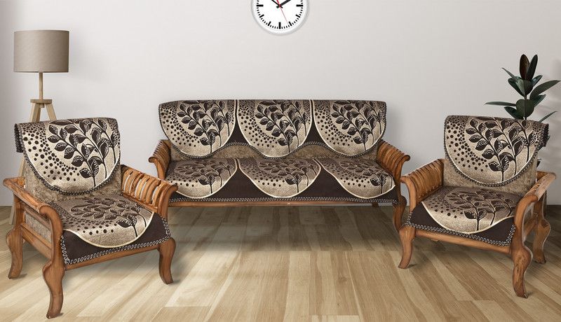 OrientalWeavers Polyester Floral Sofa Cover  (Brown Pack of 6)