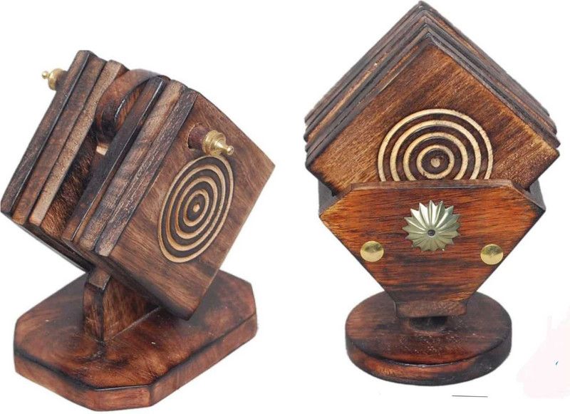 Shine Shopping Square Wood Coaster Set  (Pack of 6)