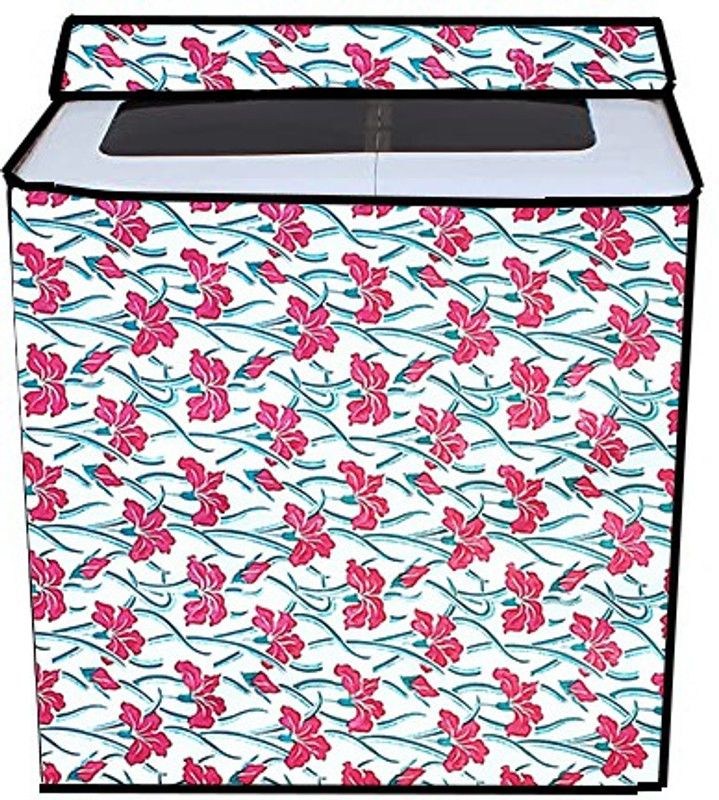 JM Homefurnishings Semi-Automatic Washing Machine Cover  (Width: 80 cm, Pink, Green)