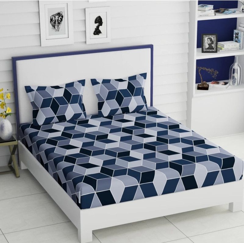 Profit blitz 144 TC Polycotton King Geometric Flat Bedsheet  (Pack of 1, Beige)