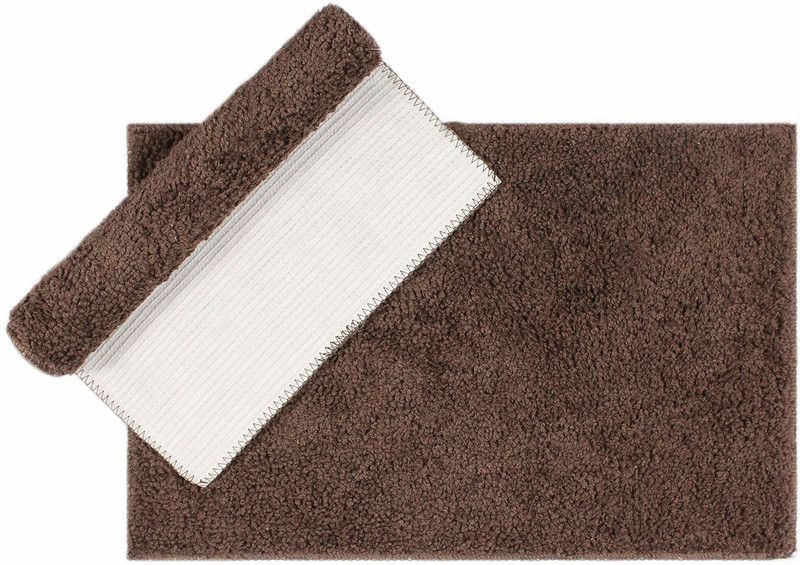 Flooring India Polyester Bathroom Mat  (Coffee, Medium, Pack of 2)