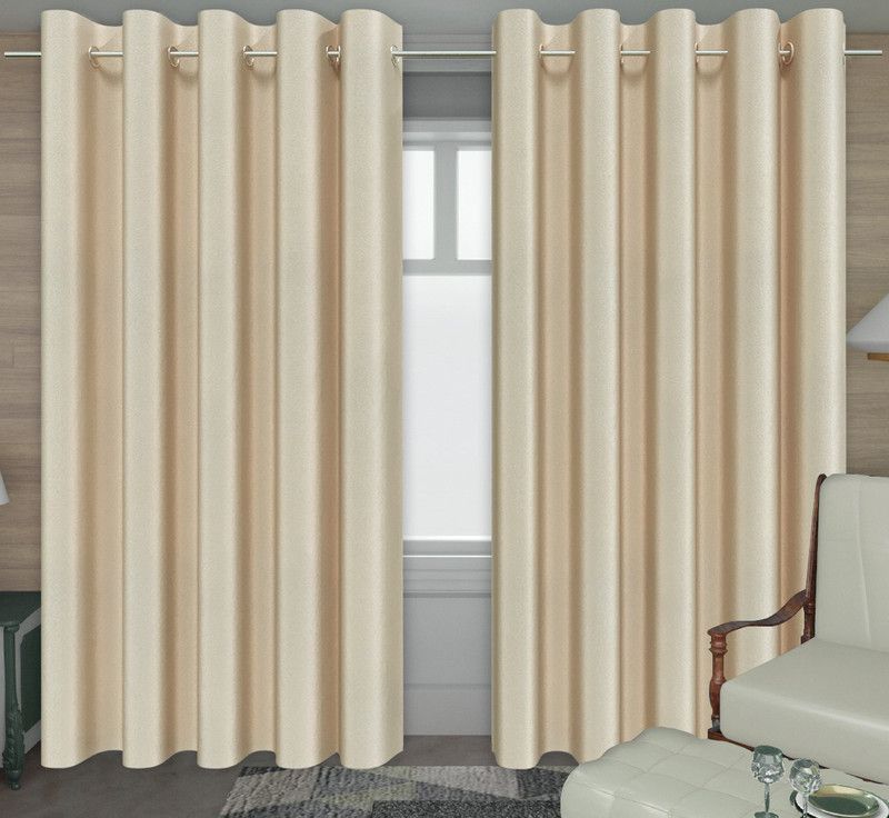 CARLTON LONDON 210 cm (7 ft) Polyester Blackout Door Curtain (Pack Of 2)  (Solid, Beige)