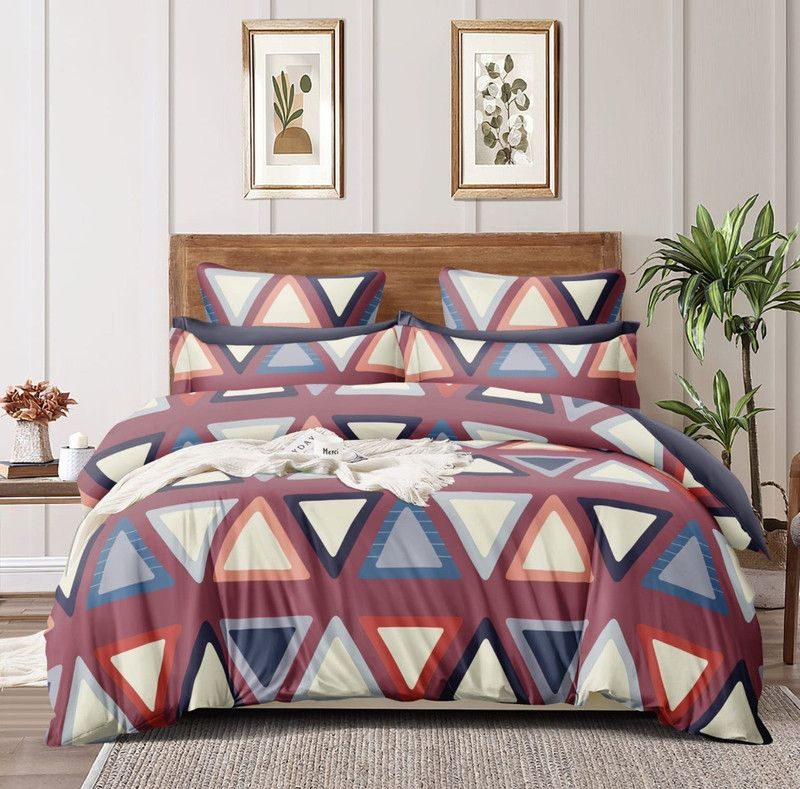 TIB Polycotton King Sized Bedding Set  (Red)