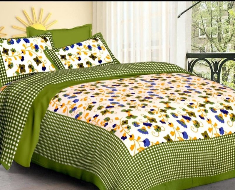 144 TC Cotton Double Solid Bedsheet  (Pack of 1, GREEN)