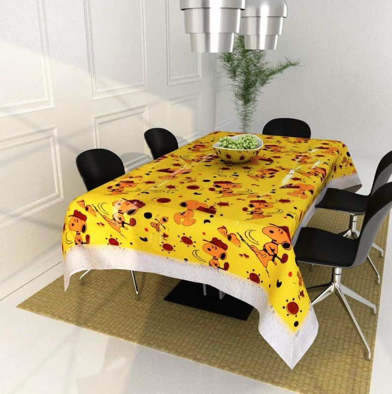 SLEWINO Printed 4 Seater Table Cover  (Yellow, Plastic)