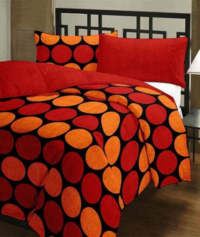 HND Polka Single Dohar for Mild Winter  (Poly Cotton, Red, Black)