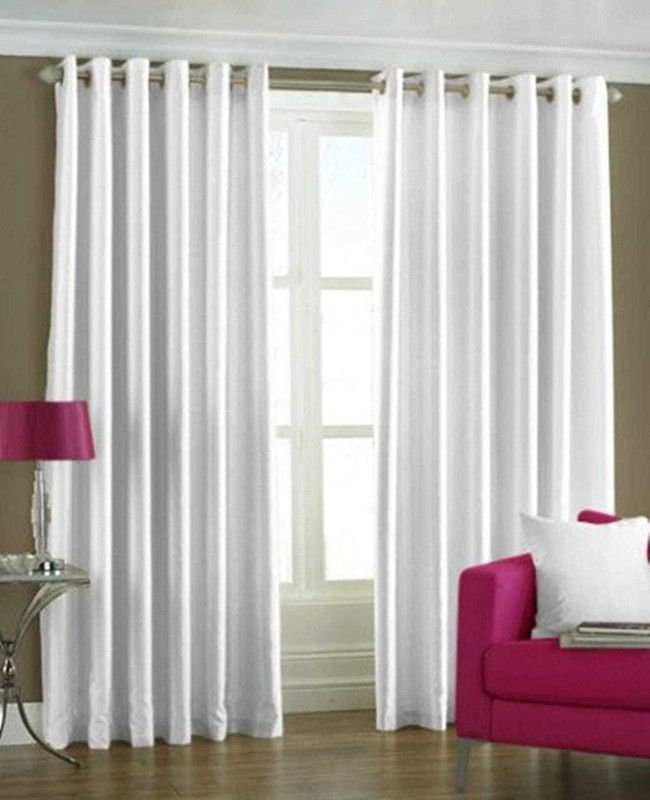 182 cm (6ft) Window Curtain  (White, Pack of 2)