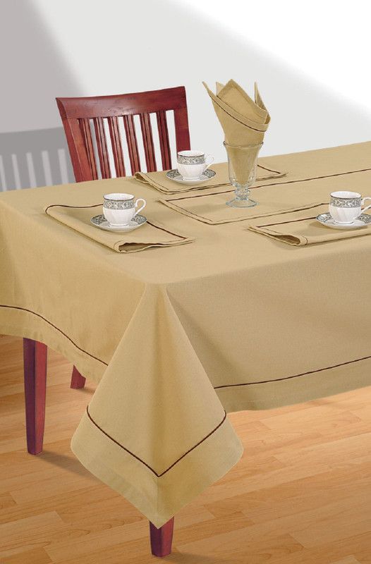 SWAYAM Solid 6 Seater Table Cover  (Beige, Cotton)