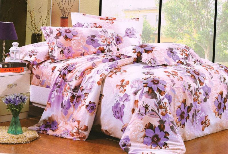 Valtellina Polycotton Double Floral Flat Bedsheet  (Pack of 1, Pink)