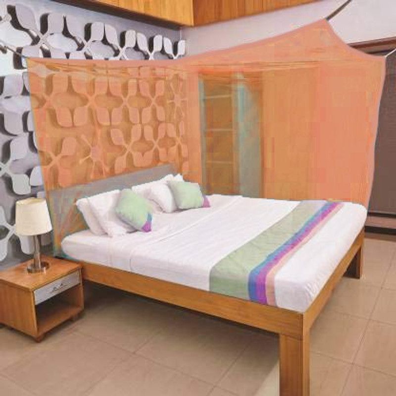 Saagar Tex HDPE - High Density Poly Ethylene Adults Washable HDPE Plastic Special 4 x 6.5 ft Mosquito Net  (Orange, Tent)