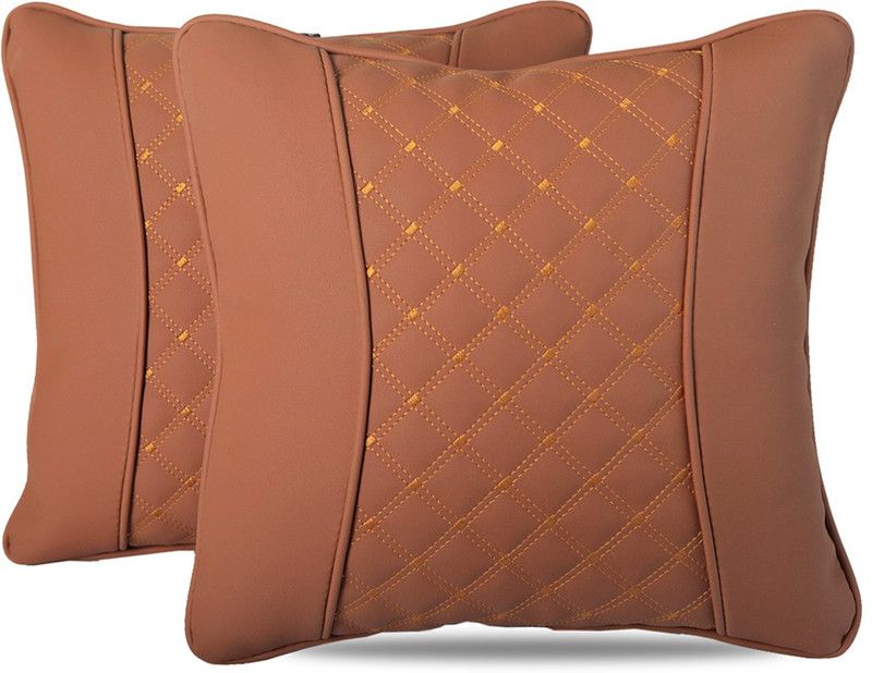 Autofurnish Striped Pillows Cover  (Pack of 2, 40 cm*40 cm, Brown, Yellow)