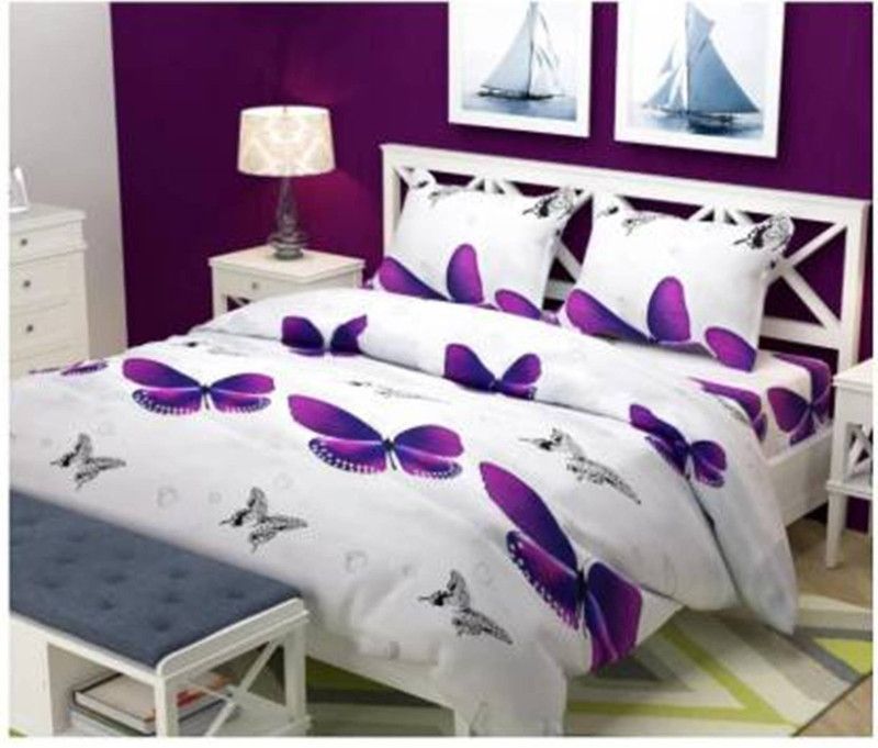 Recstiria Fab 150 TC Polyester Double Printed Flat Bedsheet  (Pack of 1, Multicolor)