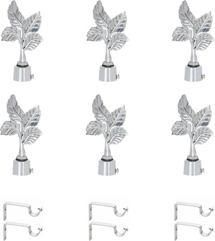 ZAPEX Silver Curtain Knobs, Rod Rail Bracket Metal  (Pack of 6)