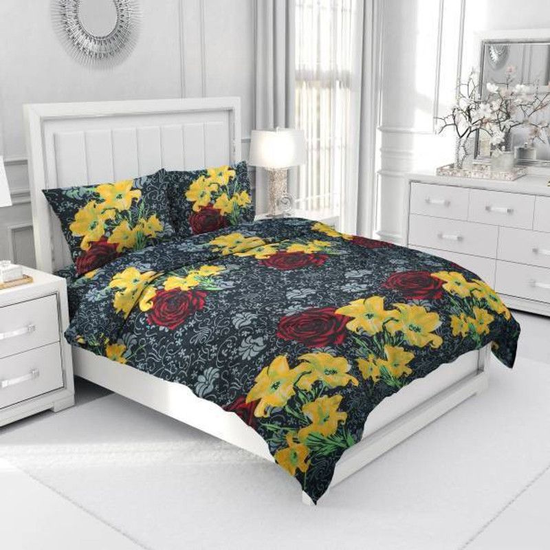 190 TC Polycotton Double Floral Bedsheet  (Pack of 1, Multi)