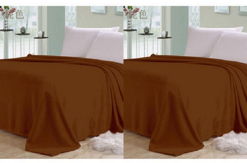 Solid Double Fleece Blanket  (Microfiber, Brown)