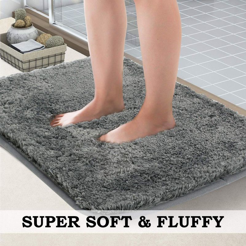 RIDHI CREATIONS Microfiber Bathroom Mat  (Grey, Medium)