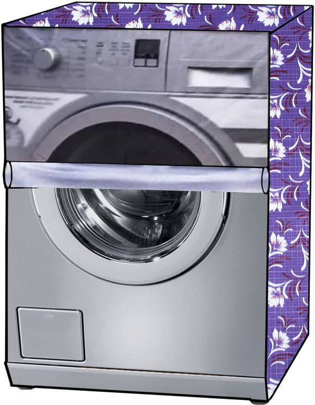 KVAR Front Loading Washing Machine Cover  (Width: 67 cm, Transparent, Purple)