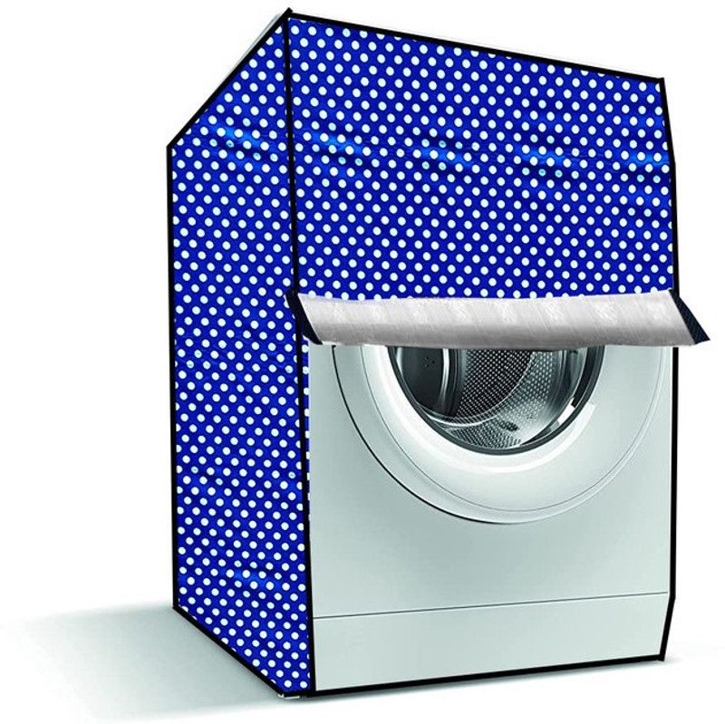 Delideal Front Loading Washing Machine Cover  (Width: 56 cm, Blue, White)
