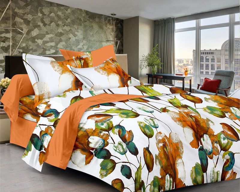 SEJ BY NISHA GUPTA 200 TC Cotton Double Floral Flat Bedsheet  (Pack of 1, Multicolor)