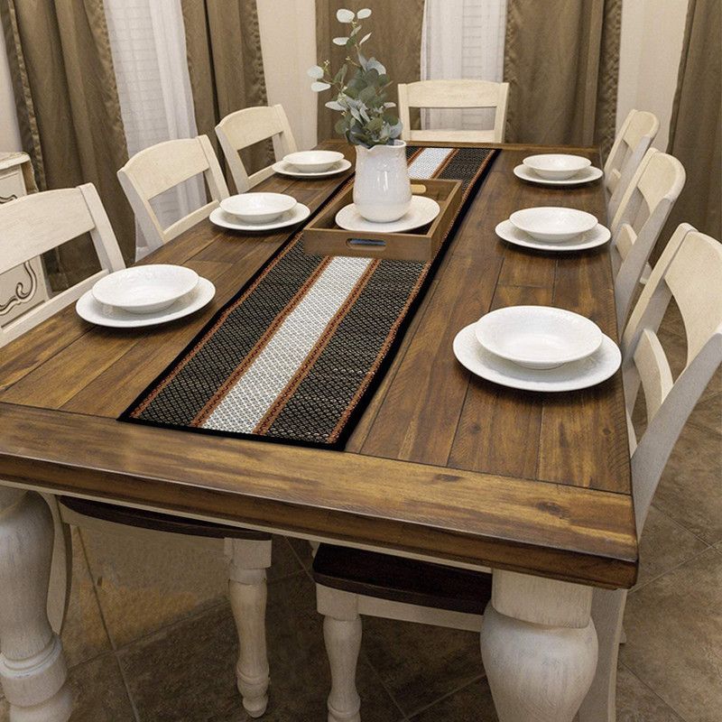 MATDEAL Black 72 cm Reversible Table Runner  (River Grass)
