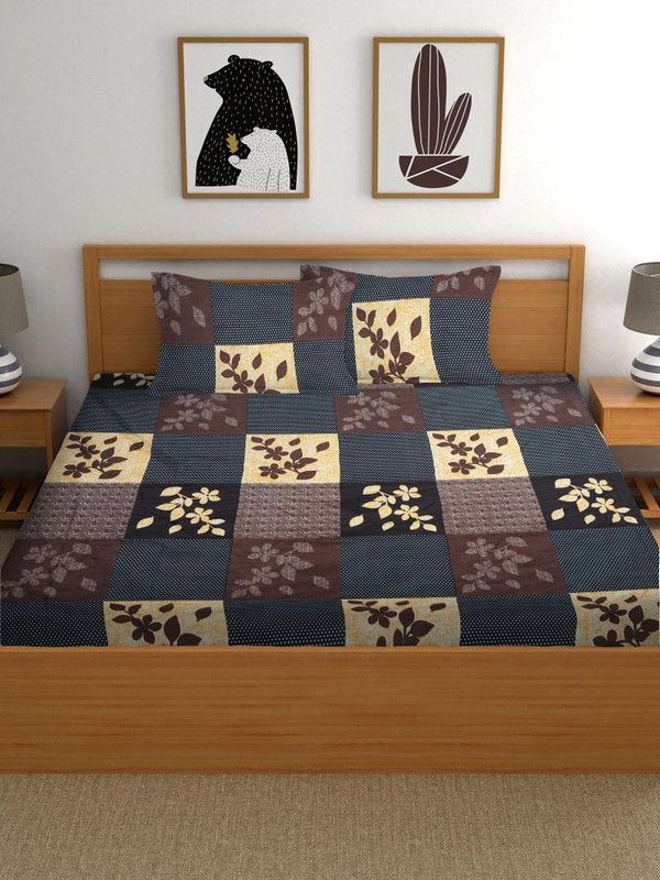 COTTON VILLAS 144 TC Microfiber Double Printed Flat Bedsheet  (Pack of 1, 3D Black Coin Printed)