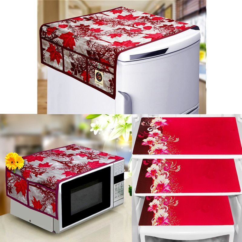 Comfort House Microwave Oven Cover  (Width: 86 cm, Maroon)