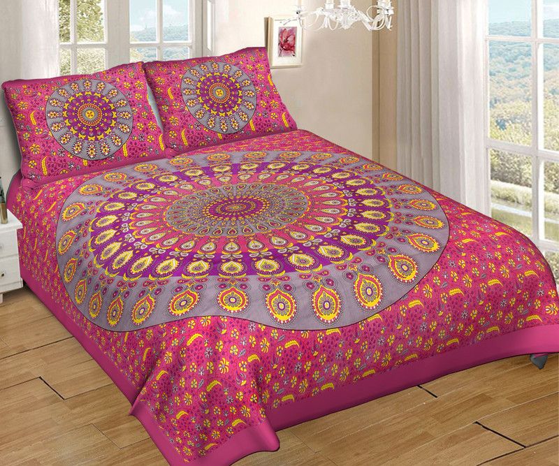 141 TC Cotton Double Floral Bedsheet  (Pack of 1, pink)