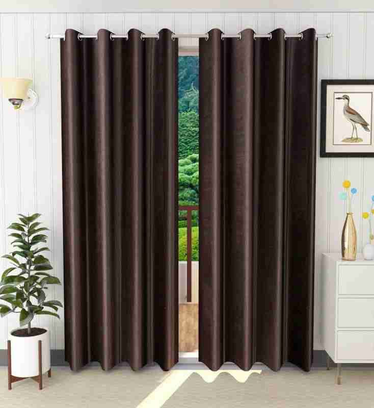 270 cm (9ft) Long Door Curtain  (Brown, Pack of 2)