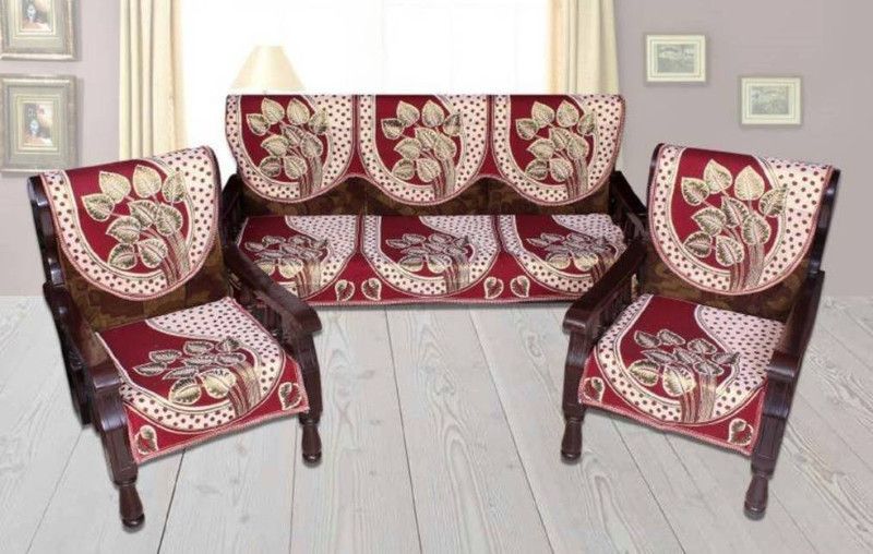 Arcreation Cotton Floral Sofa Cover  (Red Pack of 6)