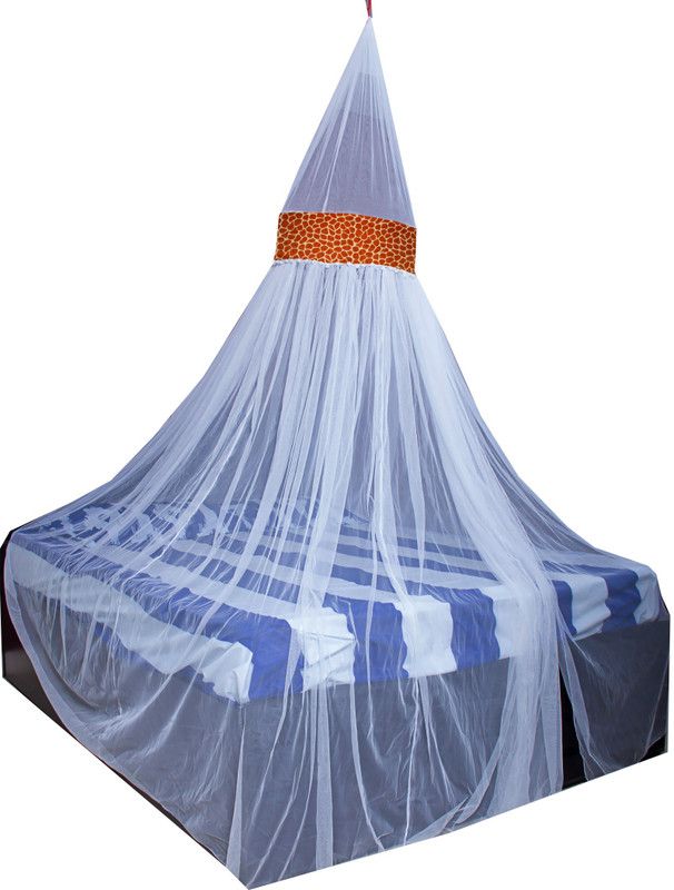 Creative Textiles Polyester Adults Washable DOUBLE BED Mosquito Net  (White, Ceiling Hung)