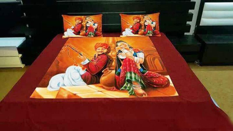 RS Creations 300 TC Velvet Queen Jaipuri Prints Flat Bedsheet  (Pack of 1, Multicolor)