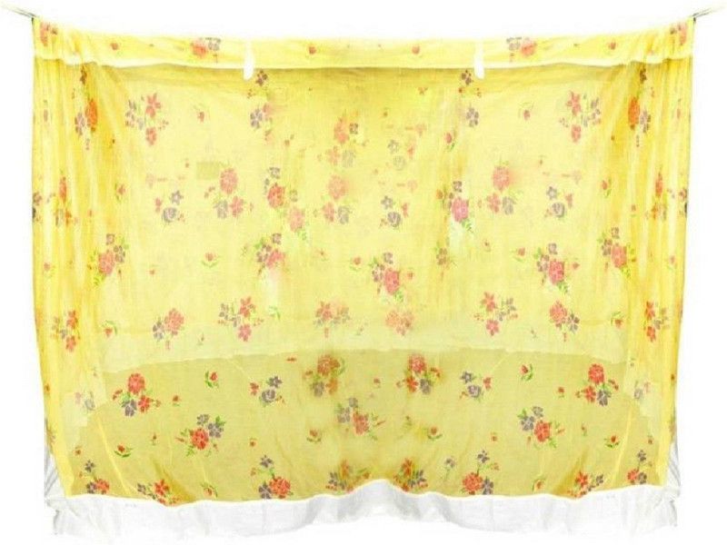BRISHTI CREATIONS Nylon Adults Washable Double Bed Mosquito Net  (Yellow, Bed Box)