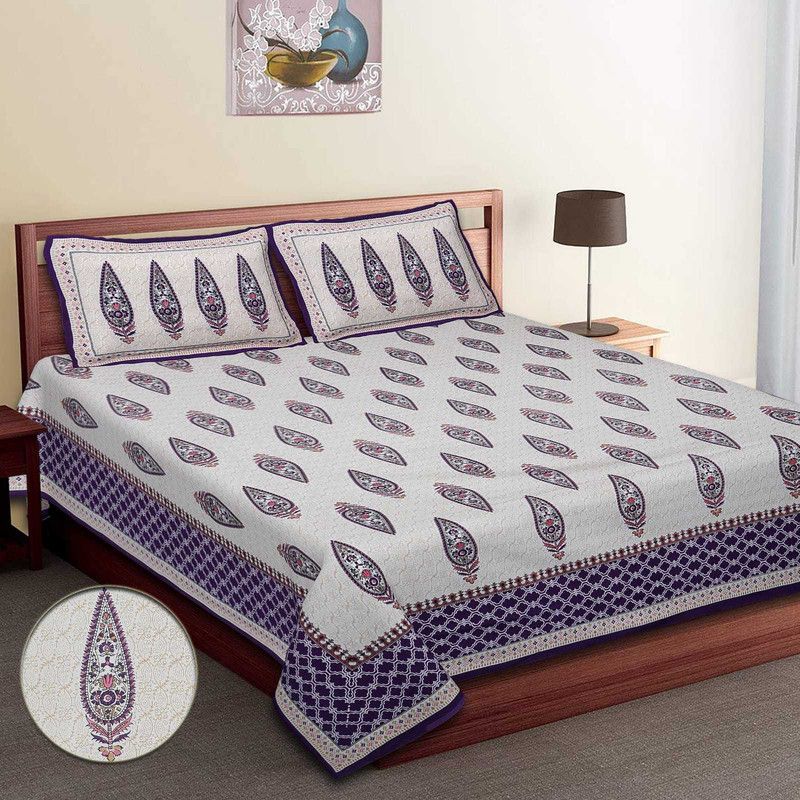 SONUENTERPRISE 210 TC Cotton King Floral Flat Bedsheet  (Pack of 1, Multicolor)